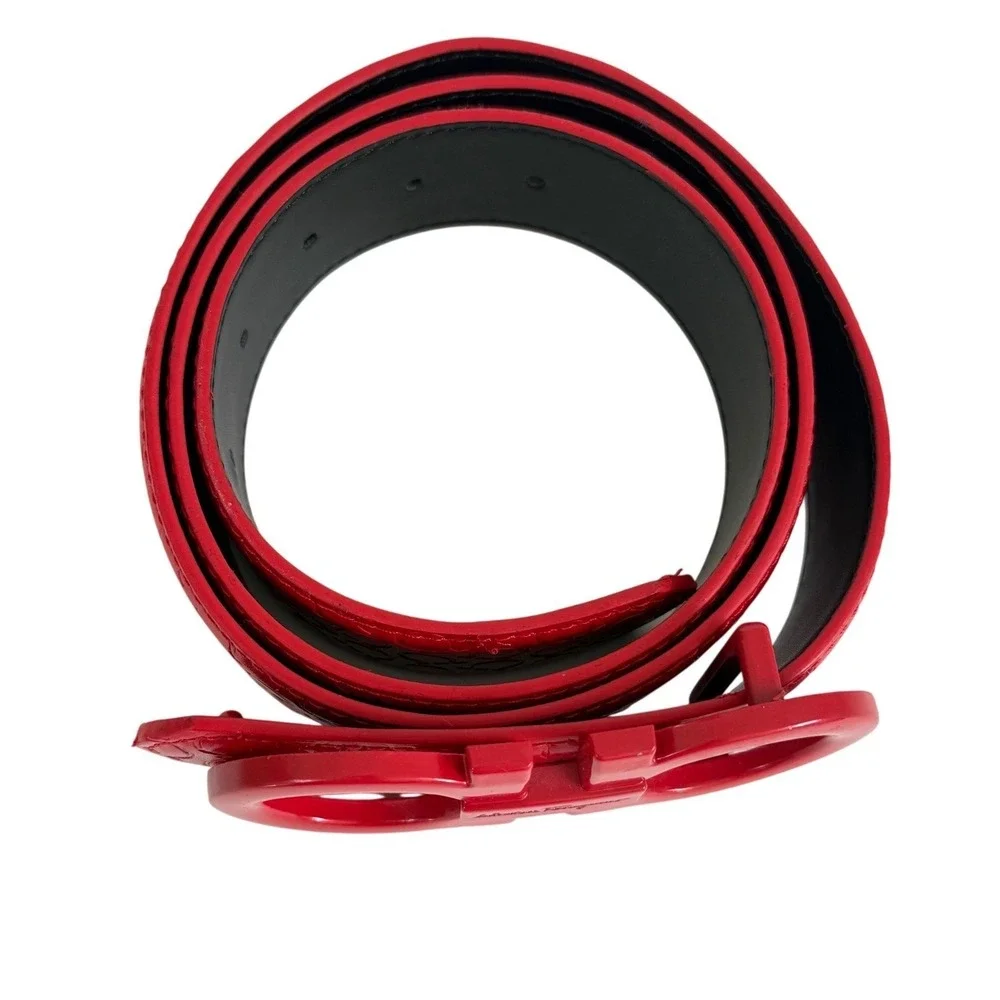 Salvatore Ferragamo Red Gancini Belt‎ Sz 105 Italy Women's Leather